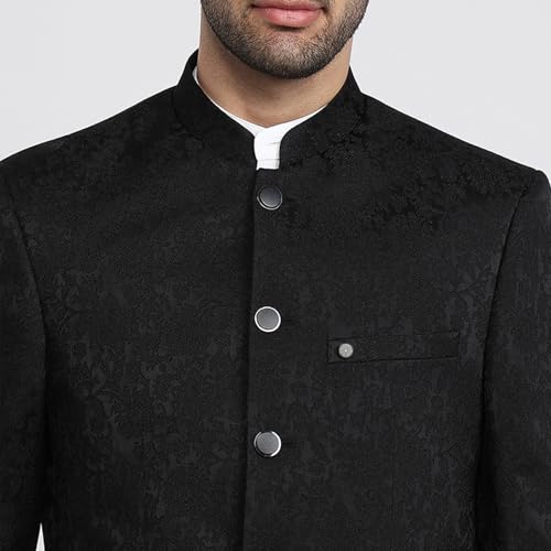 Raymond Black Jacquard Pattern Men Suit