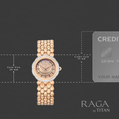 Titan Raga Paris with Love Quartz Analog 2Hands Display Rose Gold/Sunray Brushed dial with Embossed Pattern Dial Light Rose Gold Stainless Steel Strap Watch for Women - 2838WM01