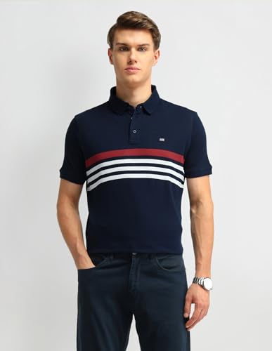 Arrow Sports Men's Striped Regular Fit Polo Shirt (ASAITS3170_Blue