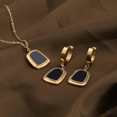 PALMONAS Black Onyx Set for Women - Gift For Women & Girls, Waterproof & Anti Tarnish