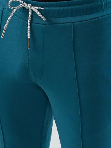 Park Avenue Men Slim Fit Solid Pattern Cotton Polyester Blend Flat Front Casual Jogger Pant