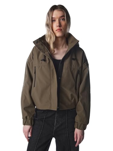 ONLY Women's Solid Regular Fit Olive Jacket