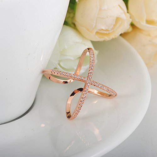 Jewels Galaxy Exclusive Luxuria Sparkling AAA Quality Zircon Delicate Design 18K Rose Gold Adjustable Ring for Women/Girls (SMNJG-RNGG-5023)