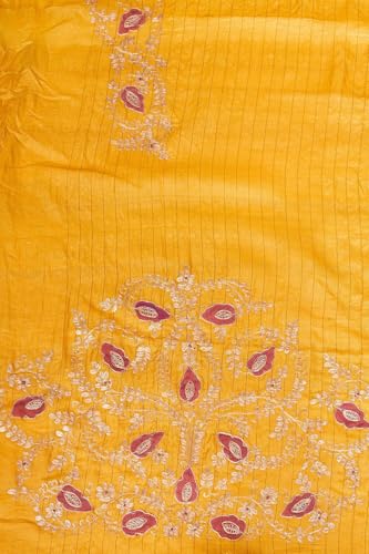 Taneira Women Yellow Embroidered Pure Tussar Silk Saree with Unstitched Blouse Piece (SAPP13AC2532-Yellow)