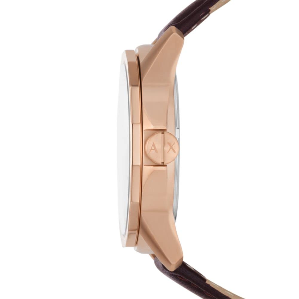 Armani Exchange Leather Analog Brown Dial Men Watch-Ax1740, Brown Band