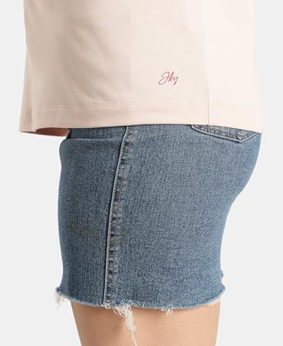 Jockey D200 Women's Disney Collection Super Combed Cotton Rich Oversized Fit Printed T-Shirt_Cameo Rose_S