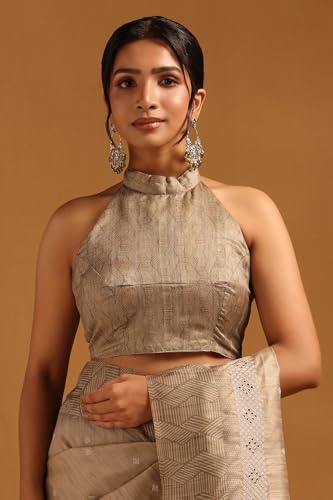 Soch Womens Olive Tussar Embroidered Saree