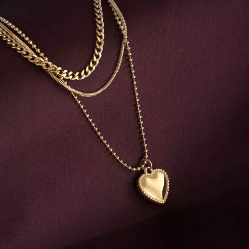 PALMONAS 18k Gold Plated Gilded Affection Layered Necklace for Womens - Waterproof & Anti-Tarnish, Gift for Girls & Women