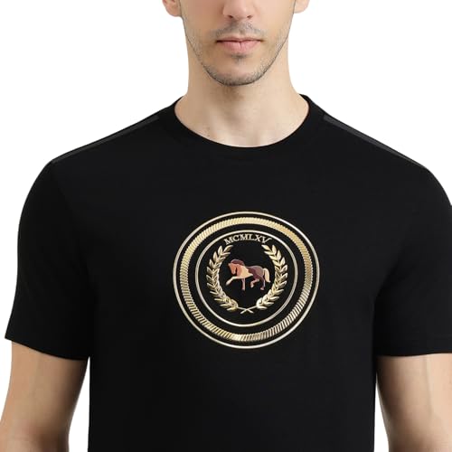 United Colors of Benetton Regular Fit Round Neck Graphic Print Tshirt (Size : KL) - 26P3M89J3524I100 Black