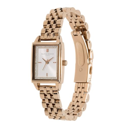 Olivia Burton Gift Set Qtz Basic Slim White Rectangle Dial Women's Watch|Ionic Plated Carnation Gold Steel Material|Gold Color Band - 24070013