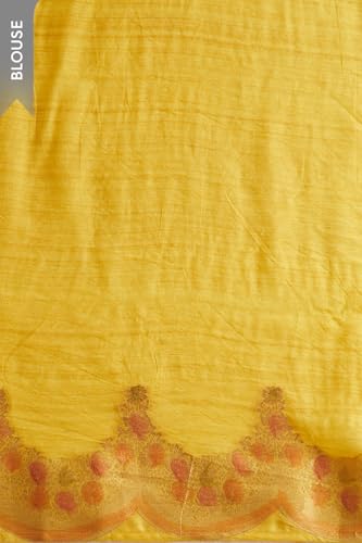 Taneira Women Yellow Woven Viscose Luxe Saree with Unstitched Blouse Piece (SPG08H00006-Yellow)