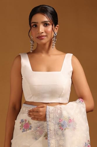 Soch Womens Off White Kota Floral Embroidered Saree