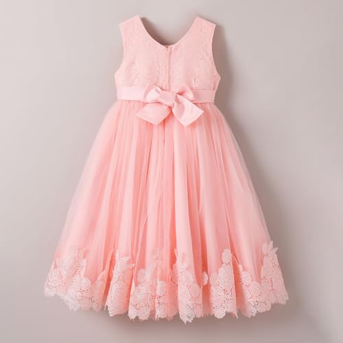 Hopscotch Girls Pink Sleeveless Floral Applique Beaded Gown for Age (5-6 Years)