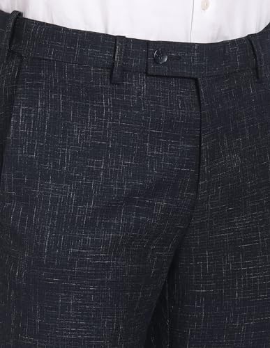 Arrow Patterned Dobby Trousers Navy