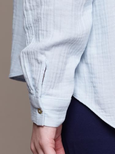 Label RITU KUMAR Collar Neck Full Sleeves Solid Shirt Powder Blue