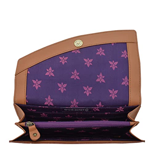 Anuschka Women’s Hand-Painted Genuine Leather RFID Blocking Accordion Flap Wallet, Butterflies Honey, One Size