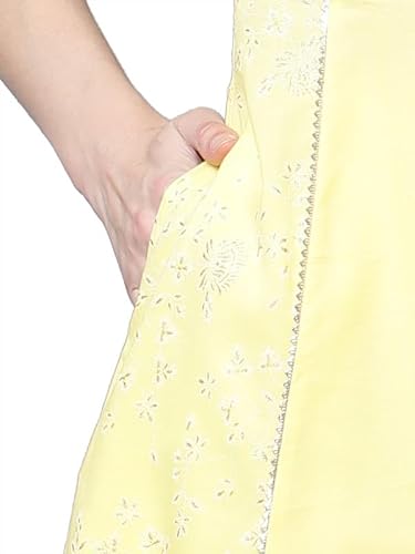 Ahalyaa Women Yellow Colour Cotton Printed Kurta Palazzo Set