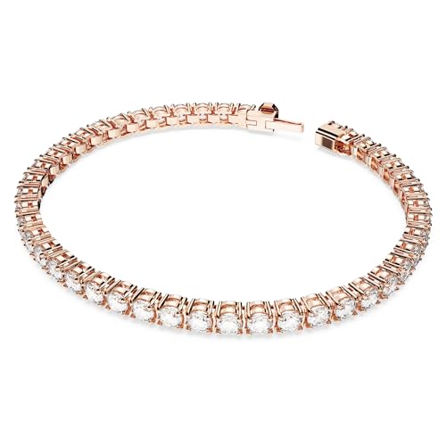 Swarovski Matrix Tennis bracelet, Round cut, White, Rose gold plated top layer, L, Rose Gold Plated, Cubic Zirconia, Cubic Zirconia