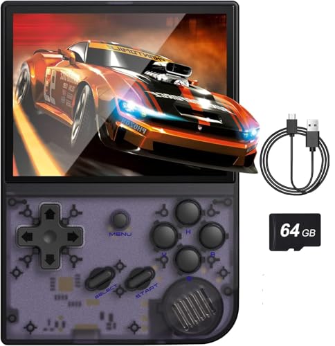 New World RG35XX Handheld Game Console Support HDMI and TV Output 3.5 Inch IPS Screen 64G TF Card 6800+ Classic Games Capacity 2600mAh Battery Anbe-rnic Black