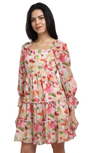 Allen Solly Women's Polyester Asymmetrical Knee-Length Dress (AHDRCRGF142558_Multi Multicolour