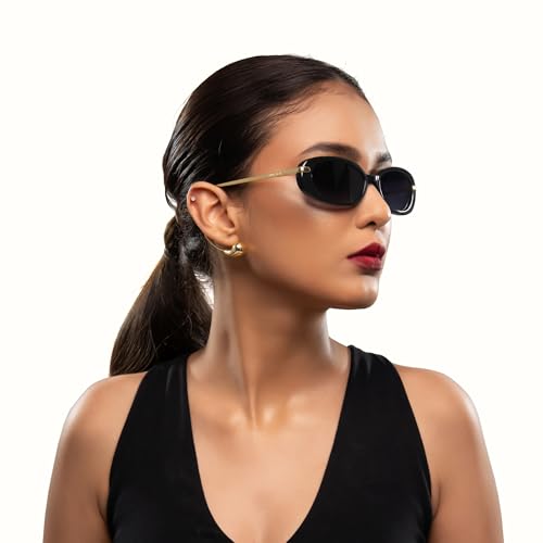 HIDESIGN Elara Retro Oval Sunglass - Black Acetate