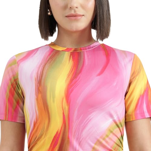 United Colors of Benetton Round Neck Swirl Print Dress (Size : S) - 26P3099W3950I901 Multicolour