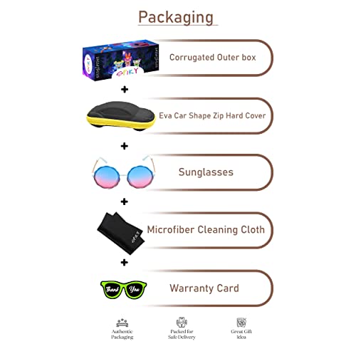 SPIKY Round Sunglass For Unisex With Protective Case Classic UV Protected Stylish Plastic Sunglasses Goggle Eyewear For Kids Girls and Boys - (White Mix) - (Pack of 1)