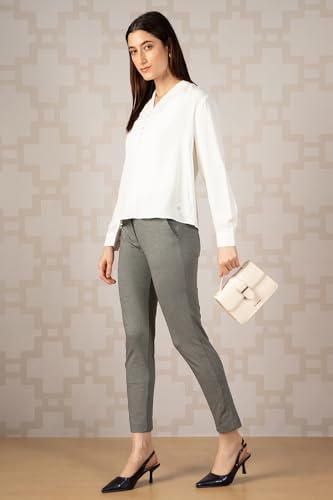 Women Grey Textured Formal Trousers