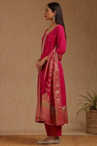 Soch Women's Organza Salwar Suit Set (EWA5CD22250_Fuchsia