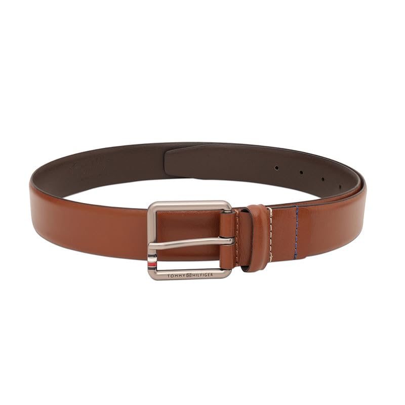 Tommy Hilfiger Men's Warrens Leather Belt - Rwb Pin Buckle - Versatile Tan For Classic Semi-Formal Styling & GentleMen's Gift | Size XL - 110 CM