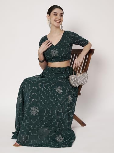 studio rasa Women's Silk Blend Embellished Readymade Blouse for Festive Wedding Party (TPWC725BL77M_Green_Medium)