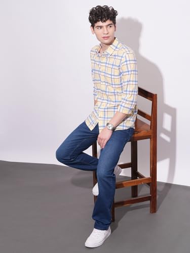 Being Human Cream Regular Fit Regular Collar Men's Shirt Clothing