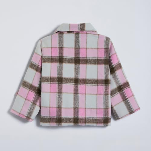 Hopscotch Girls Full Sleeves Pink Plaid Fleece Jacket For Ages(12-24 Months)