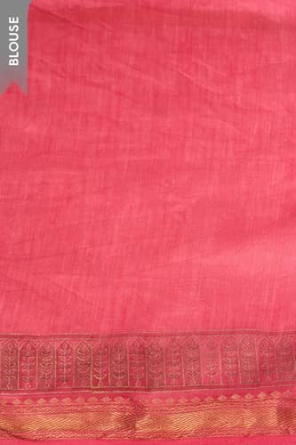 Taneira Women Pink Rajasthan Pure Silk Cotton Printed Sanganeri Saree with Unstitched Blouse Piece (SAPP01AC6737-Pink)