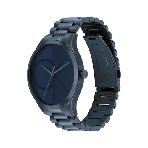 Calvin Klein Iconic Qtz Basic Blue Round Dial Unisex Watch|Stainless Steel Material|Multi Color Band - 25300026