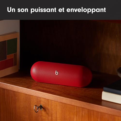 Beats Pill – Wireless Bluetooth Speaker and Portable Charger via USB-C – Up to 24 Hours Battery Life, IP67 Water Resistant, Apple & Android Compatible, Built-in Microphone – Statement Red