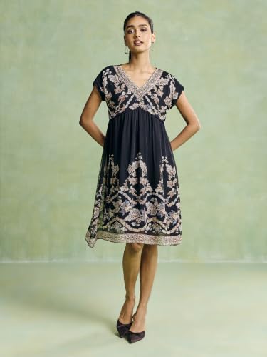 Aarke Ritu Kumar Black Rosete Short Dress