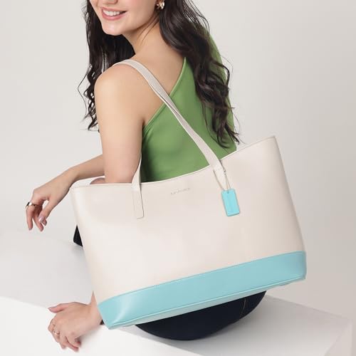 Fastrack Hustle Laptop Bag | Faux-Leather Tote Bag for Men & Women | 15-Inch Laptop Compatible | Pumice Bag with Gold Hardware & Double Handle | Zip Closure & Multiple Pockets for Organized Storage