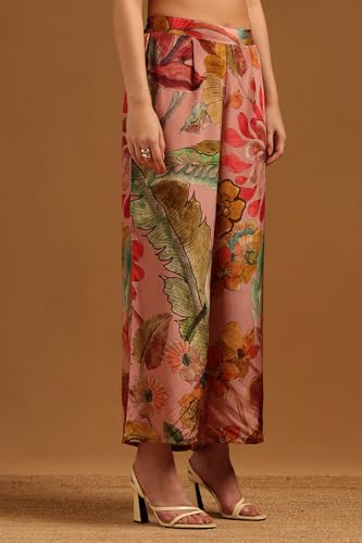 Soch Womens Blush Pink Crepe Floral Co-Ord Set With Embroidery