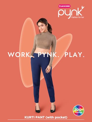 Lux Cozi PYNK Women's Solid Premium Cotton Lycra Kurtipant with Side Pocket_COZI_PYNK_KURTIPANT_77_FS_1PC Cream