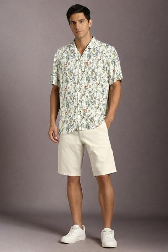 Louis Philippe Men Green Print Half Sleeves Casual Shirt