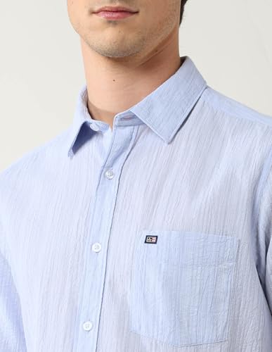 Arrow Sports Men's Vertical Striped Pure Cotton Shirt Blue