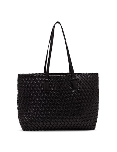 Anne Klein Woven Tote with Pouch, Black, Black, Large