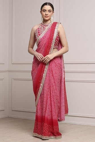 BIBA Printed Cotton Silk Regular Wedding Saree With Blouse