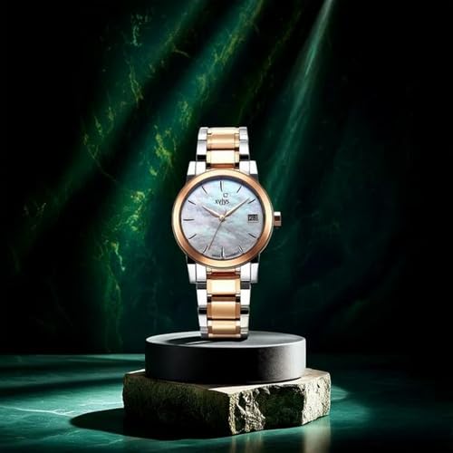 Xylys Ethereum Swiss Analog with Date Multicolour Mother of Pearl Dial Two Toned Silver & Rose Gold Stainless Steel Strap Watch for Women - 45021KM01E