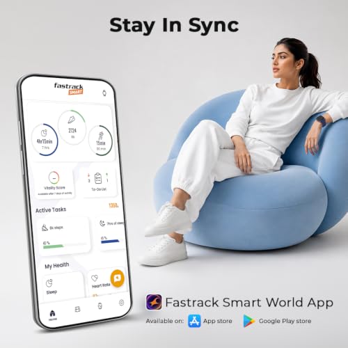 Fastrack Revoltt S1 with 1.83” TFT 2.5D Sqaure Display with Singlesync BT Calling, Heart Rate, SpO2 & Sleep Tracking,IP68,Nitro Fast Charging,Upto 5 Days Battery- Smart Watch for Man and Woman-Blue