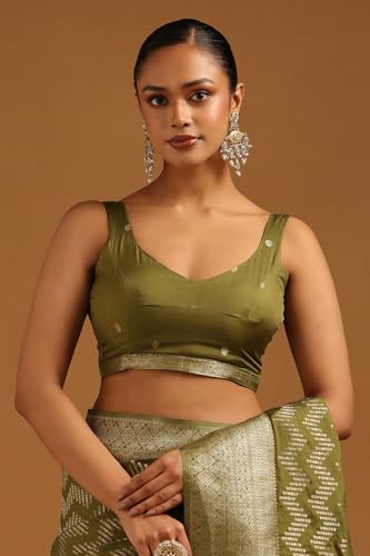 Soch Womens Olive Georgette Zari Woven Saree