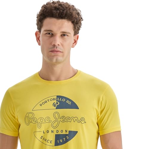 Men's Yellow Graphic Print T-Shirt