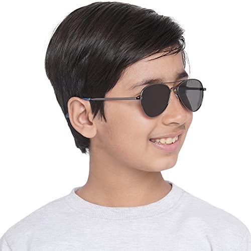 Carlton London Boy's Black Lens & Gunmetal-Toned Aviator Sunglasses with UV Protected Lens