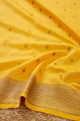 Soch Womens Mustard Silk Blend Woven Design Dupatta With Zari Woven